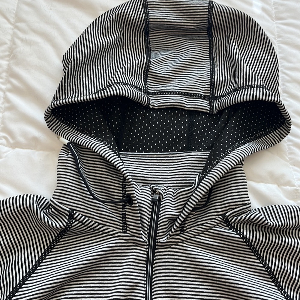 TANGERINE Top Hoodie Zip Jacket, XXL Black White Shirt Top Sweatshirt Striped - Picture 2 of 11